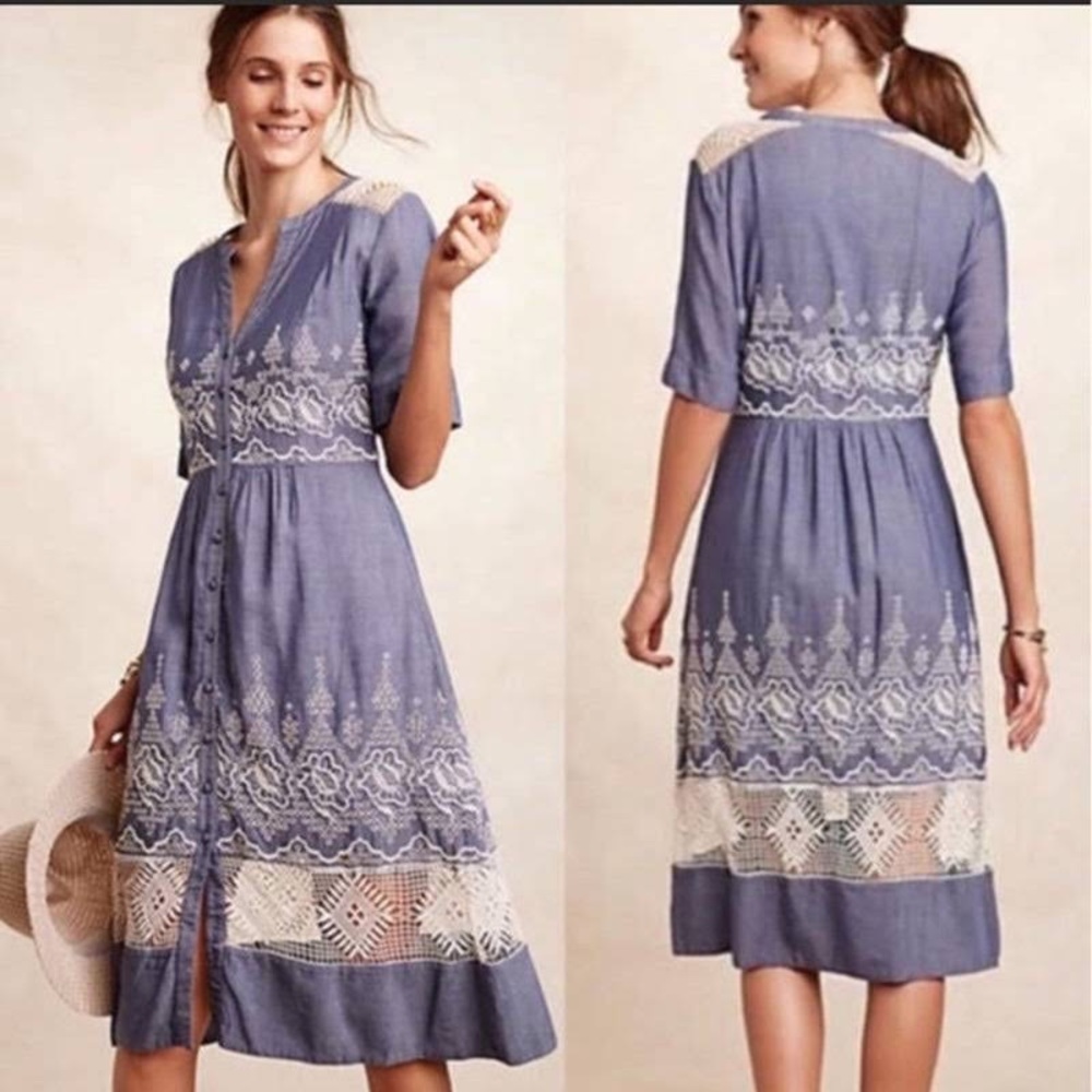 Anthropologie | Moulinette Soeurs Embroidered Waters Shirtdress